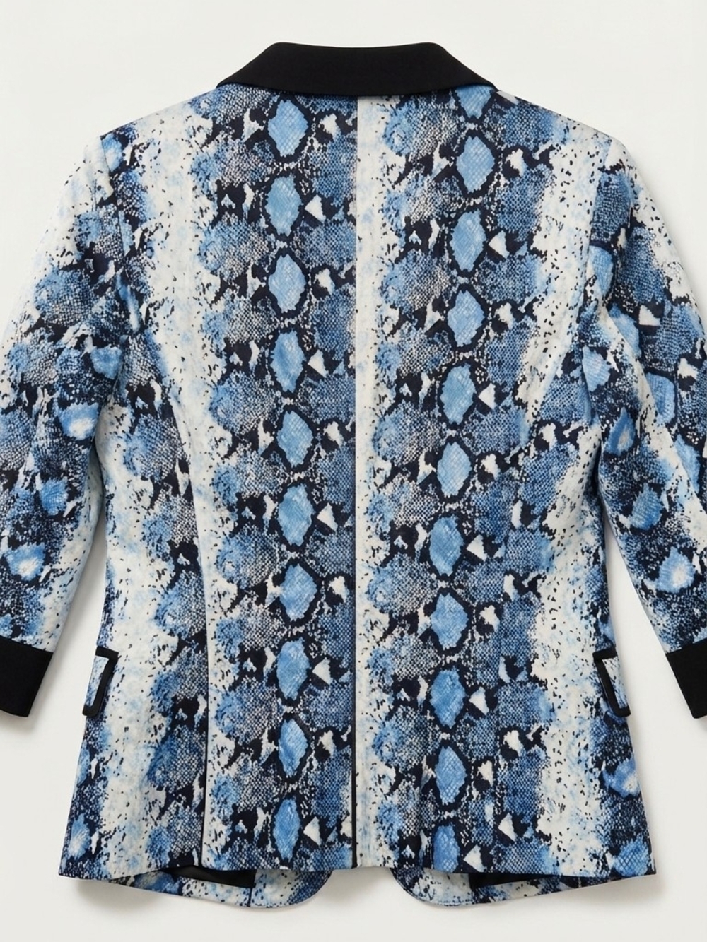 Vintage Snake-Print Blue Blazer Jacket - Women's - Thrifted @ ITALY - Picture 2 of 6